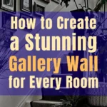 Stylish staircase gallery wall decorated with black-framed family photos and artwork, accented by lush green plants and patterned vases, showcasing creative wall decor ideas for every room in the home.