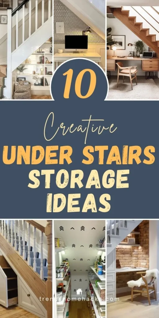Creative under stairs storage ideas featuring built-in cabinets, shelving, and hidden organization solutions that maximize space in small homes and improve overall home organization.